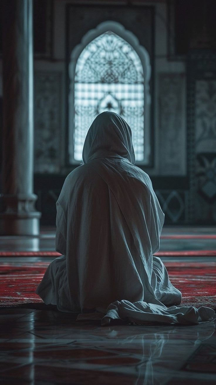 عبد يتضرع بالدعاء في المسجد